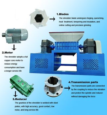 Triturador de madeira multifuncional de carga pesada Twin Shaft para tronco de folha de árvore de casca