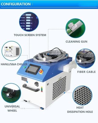 1000W 1500W 2000W 3000W Limpeza a laser de fibra remoção de ferrugem com sistema de controle PLC