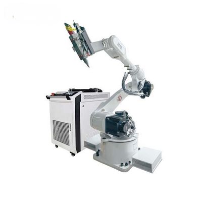 Máquina de solda a laser de fibra de precisão com comprimento de braço robótico de 1400 mm e sistema de refrigeração por água